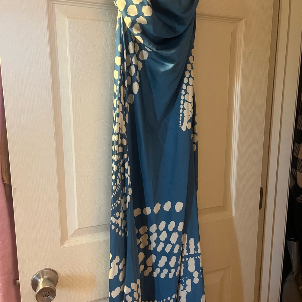 Traffic People Teal Maxi Dress with White Dot Print